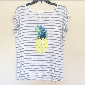 Dept222 pineapple striped tee shirt. Medium